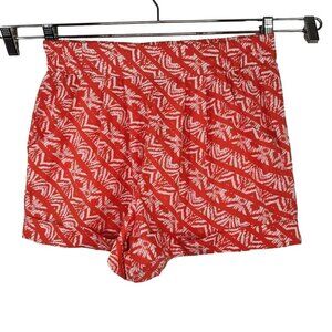 Stitch Btween Shorts Women Size L Orange White Geometric Elastic Waist Pockets